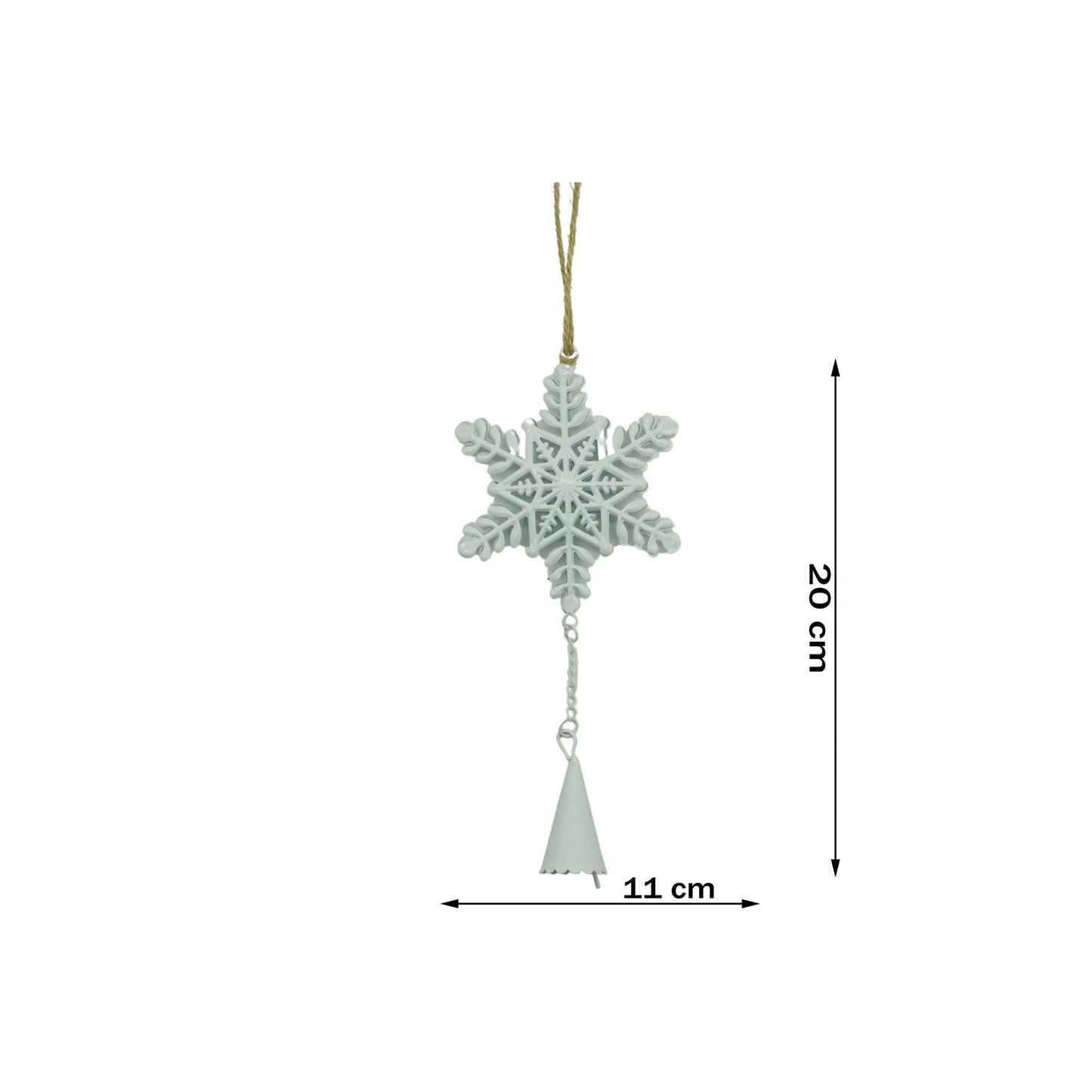 Ornament de brad fulg de nea, Flippy, alb, metal, 20 cm-5