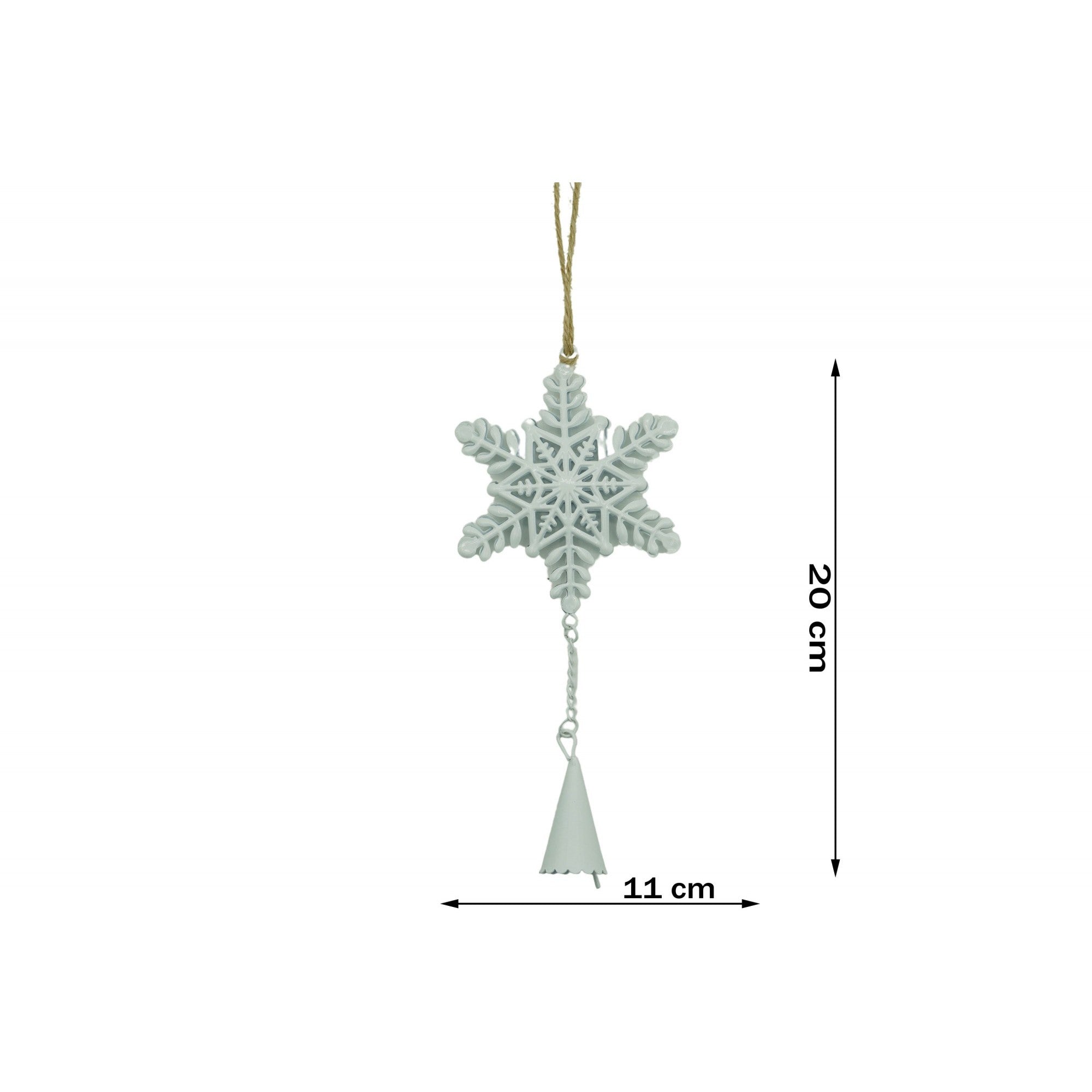 Ornament de brad fulg de nea, Flippy, alb, metal, 20 cm-5