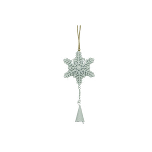 Ornament de brad fulg de nea, Flippy, alb, metal, 20 cm-0