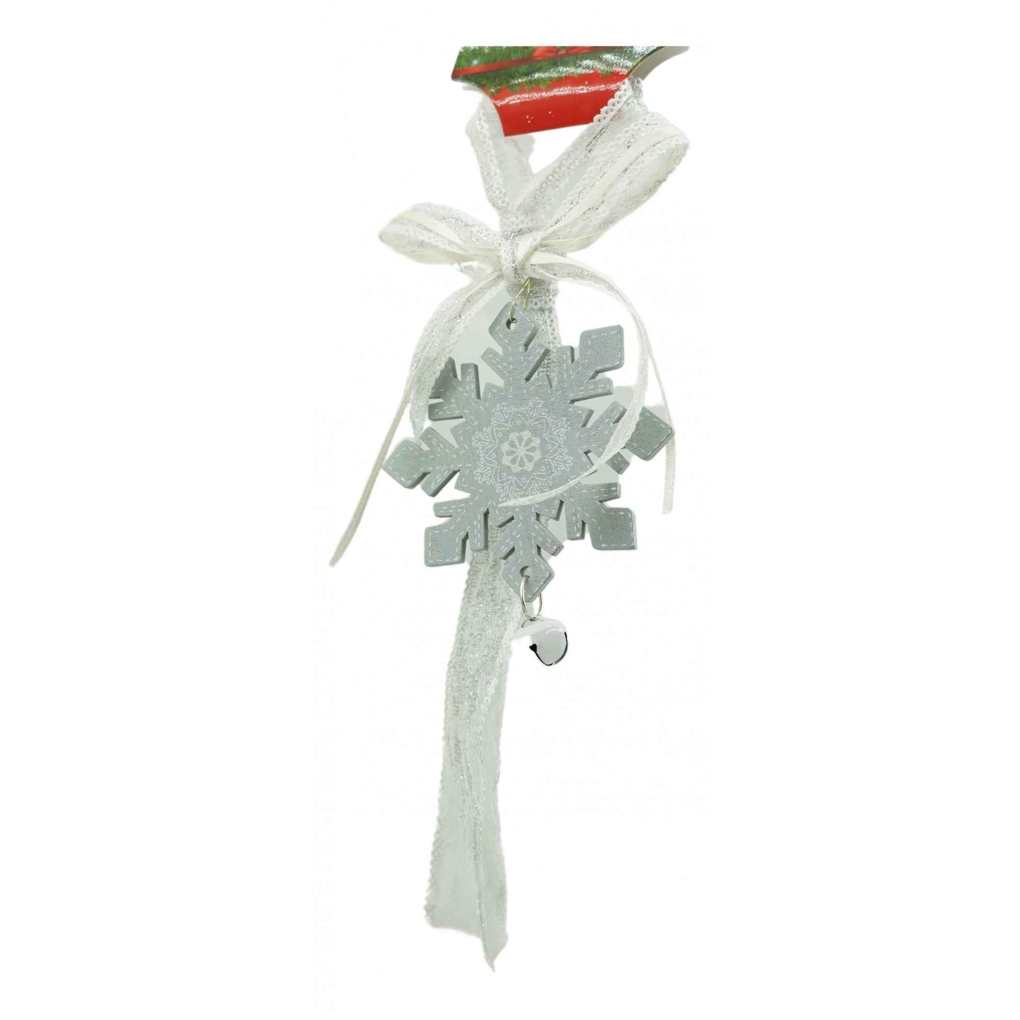 Ornament de brad fulg de nea, Flippy, gri, lemn, 25 cm-2