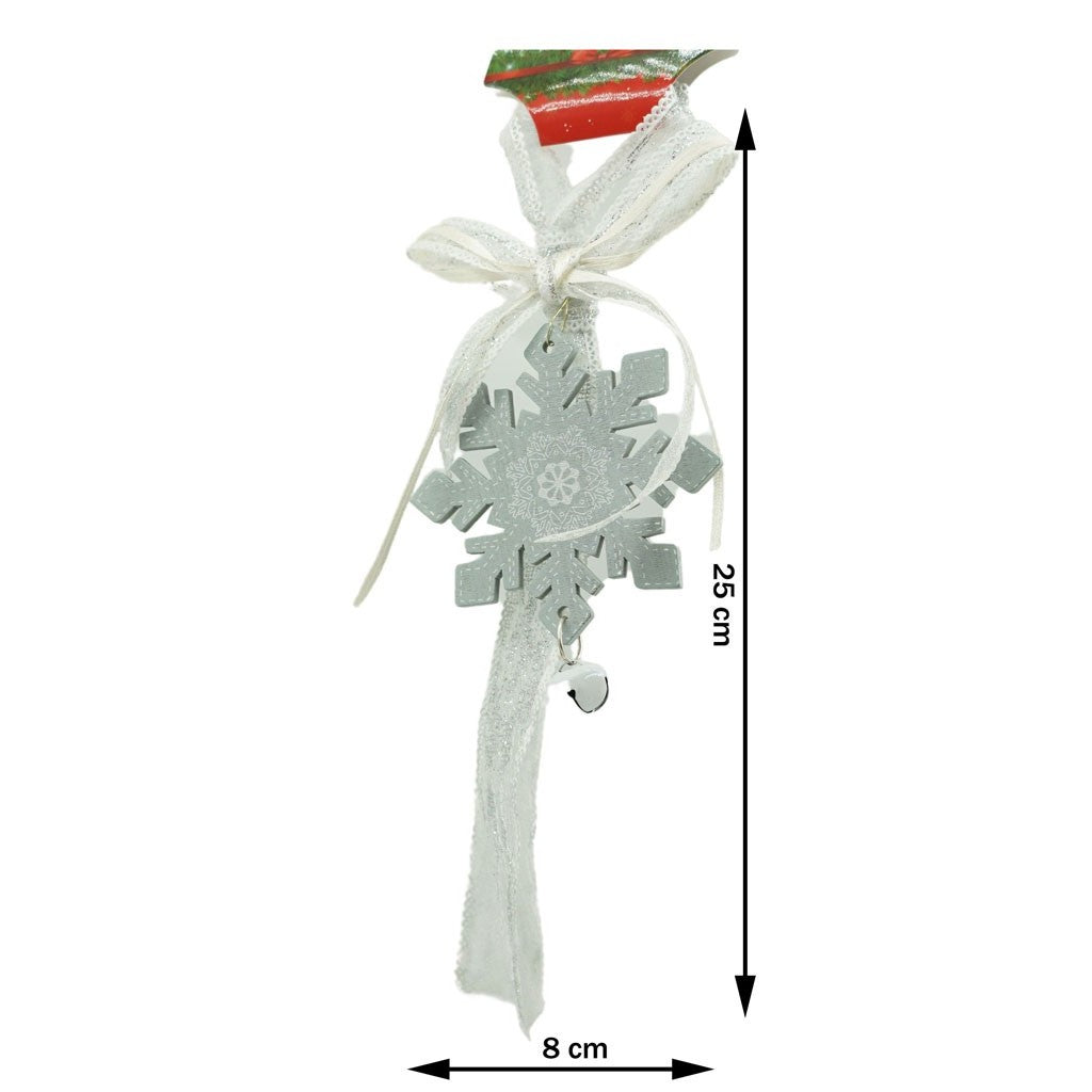 Ornament de brad fulg de nea, Flippy, gri, lemn, 25 cm-3