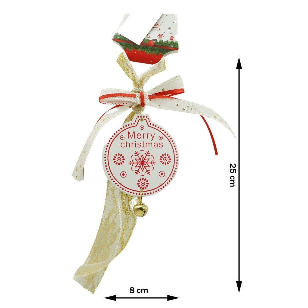 Ornament de brad medalion, Flippy, alb, lemn, 25 cm-1