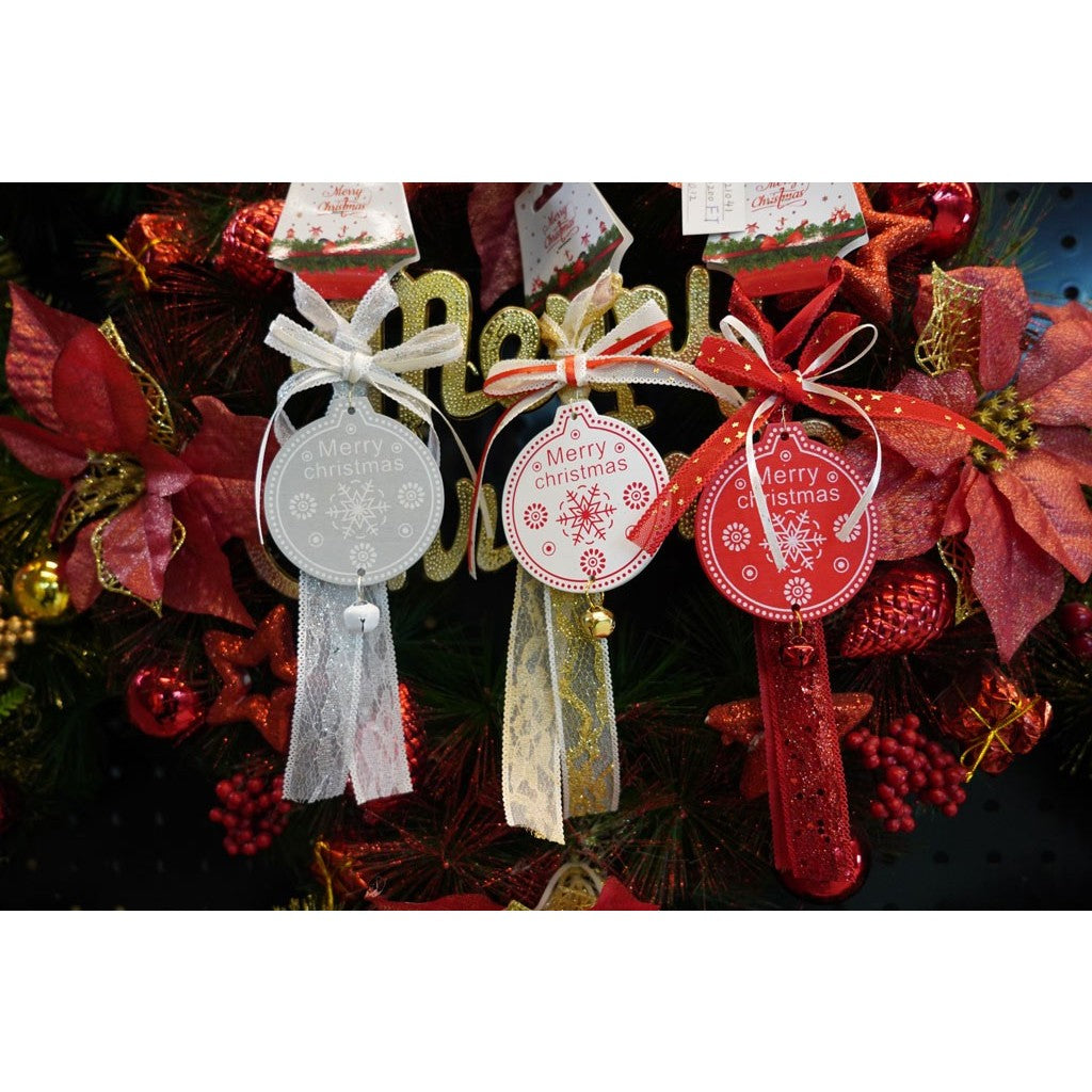 Ornament de brad medalion, Flippy, alb, lemn, 25 cm-4