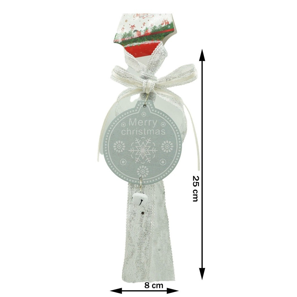 Ornament de brad medalion, Flippy, gri, lemn, 25 cm-3