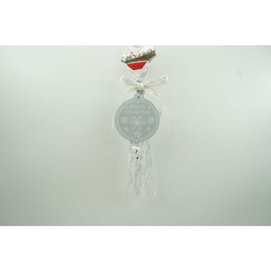 Ornament de brad medalion, Flippy, gri, lemn, 25 cm-0