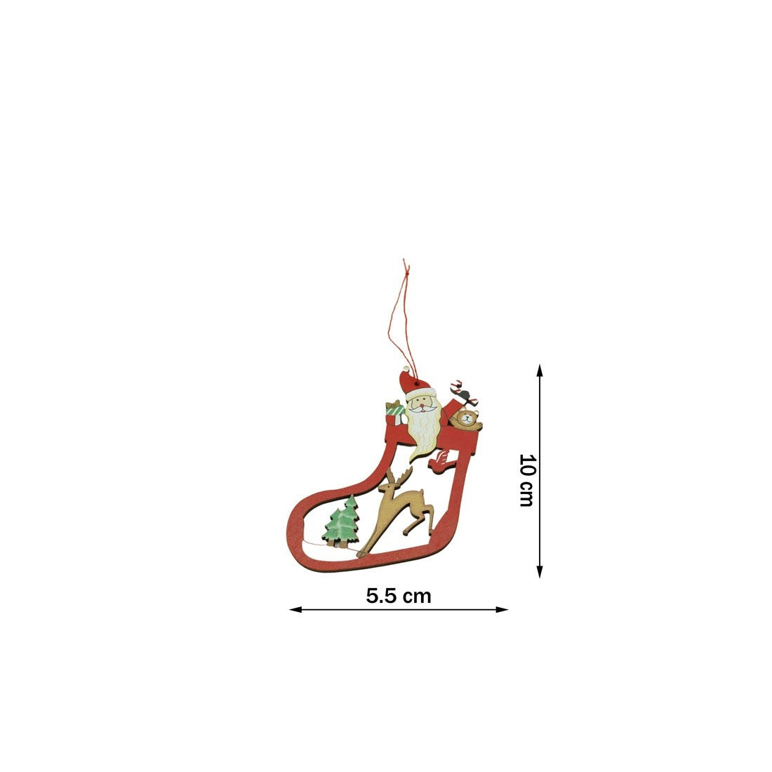 Ornament de brad Mos Craciun cu cerb, Flippy, multicolor, lemn, 10 cm-4