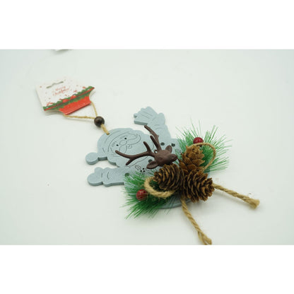 Ornament de brad Mos Craciun cu cerb, Flippy, multicolor, lemn, 18 cm-3