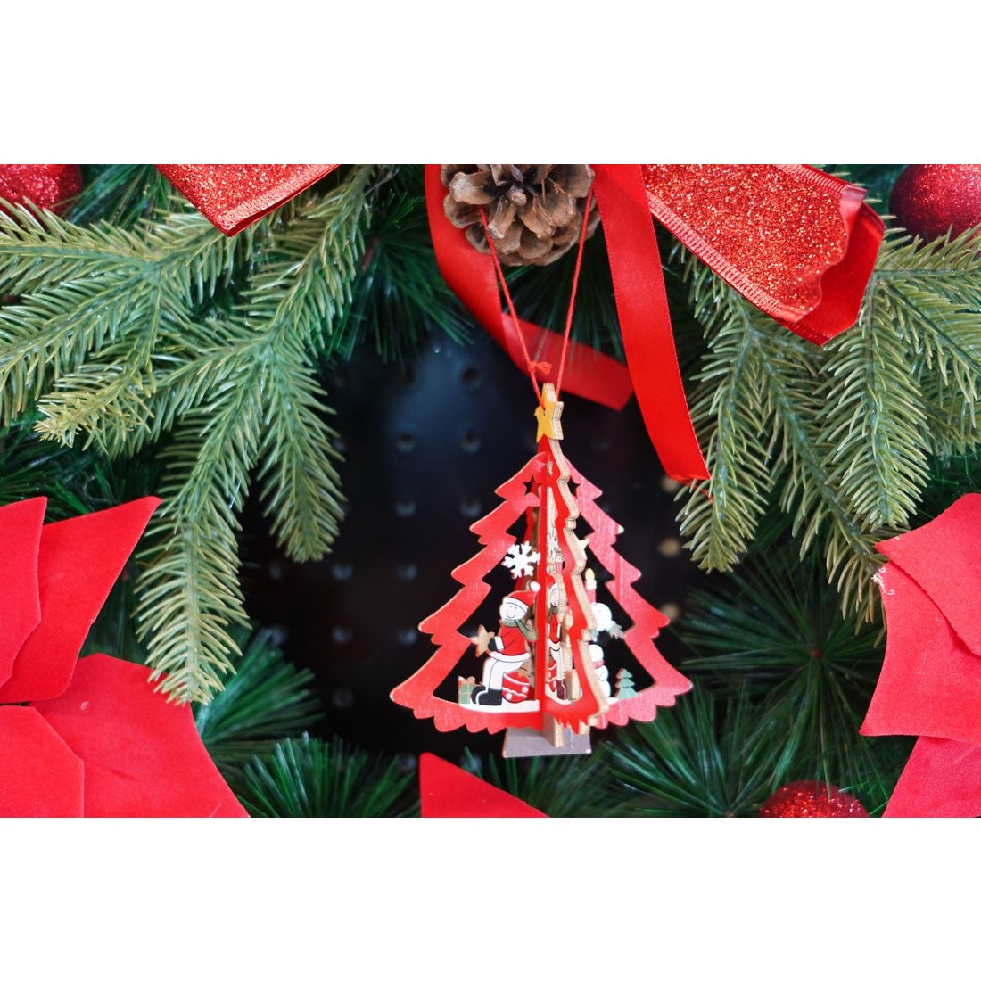 Ornament de brad mos craciuni in brad, Flippy, multicolor, lemn, 10.5x9.5 cm-2