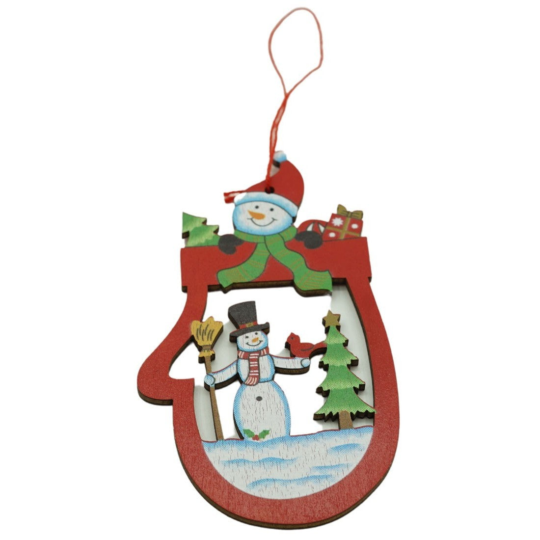 Ornament de brad oameni de zapada, Flippy, multicolor, lemn, 10 cm-1