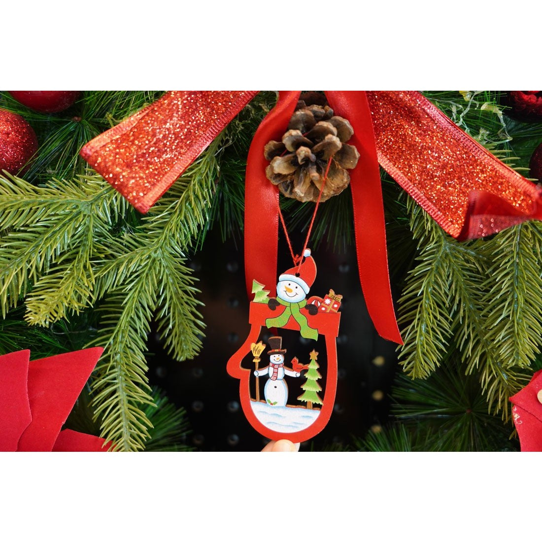 Ornament de brad oameni de zapada, Flippy, multicolor, lemn, 10 cm-2