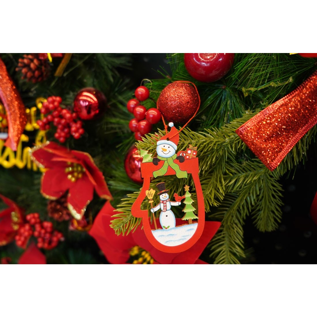Ornament de brad oameni de zapada, Flippy, multicolor, lemn, 10 cm-3