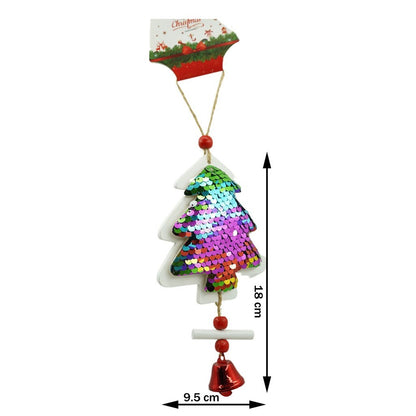 Ornament de brad pom de craciun din paiete, Flippy, multicolor, lemn, 18 cm-2