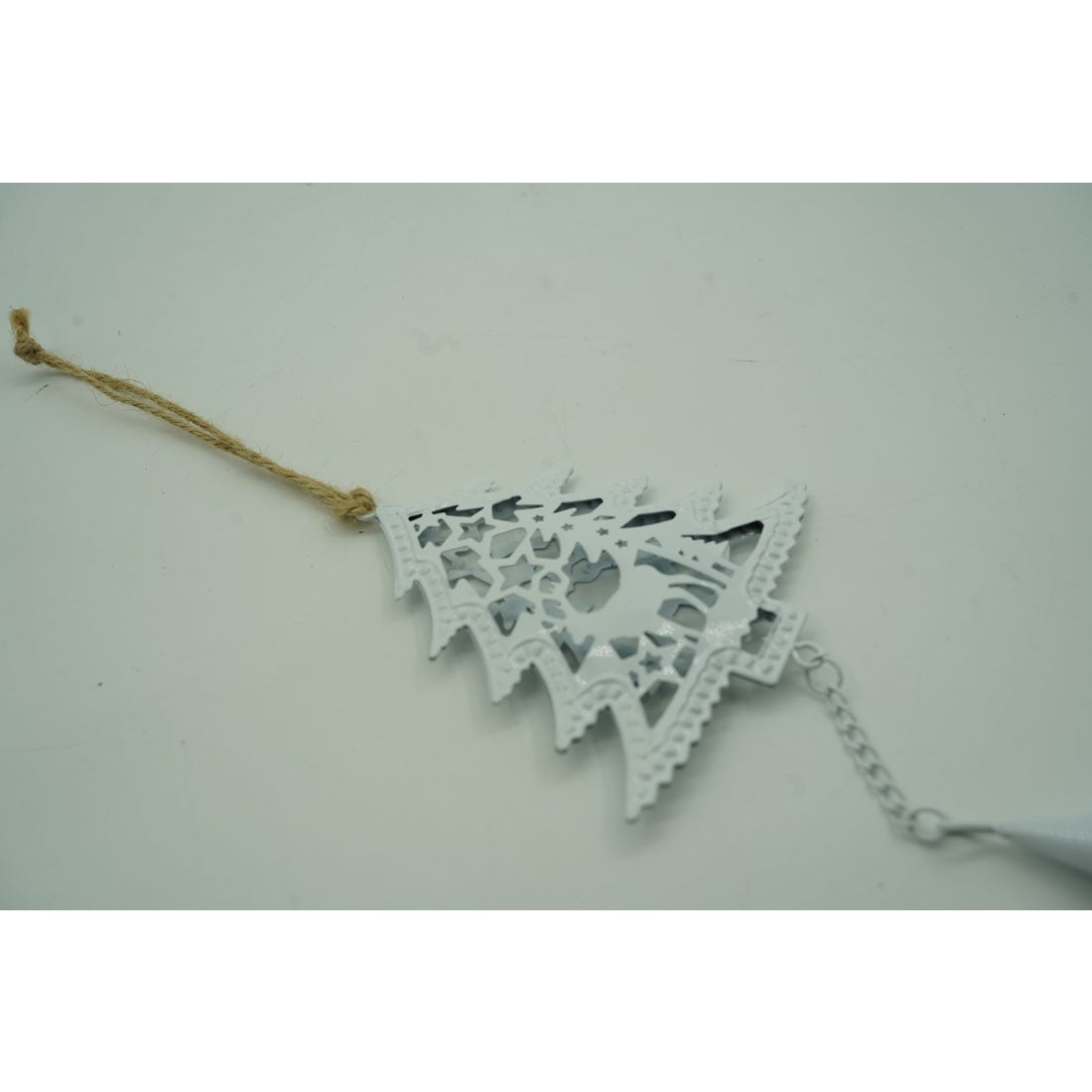 Ornament de brad pom de craciun, Flippy, alb, metal, 20 cm-4
