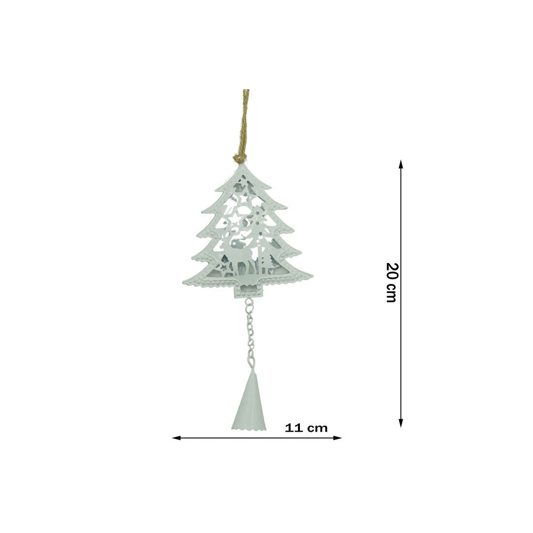 Ornament de brad pom de craciun, Flippy, alb, metal, 20 cm-5