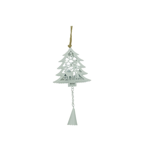 Ornament de brad pom de craciun, Flippy, alb, metal, 20 cm-0