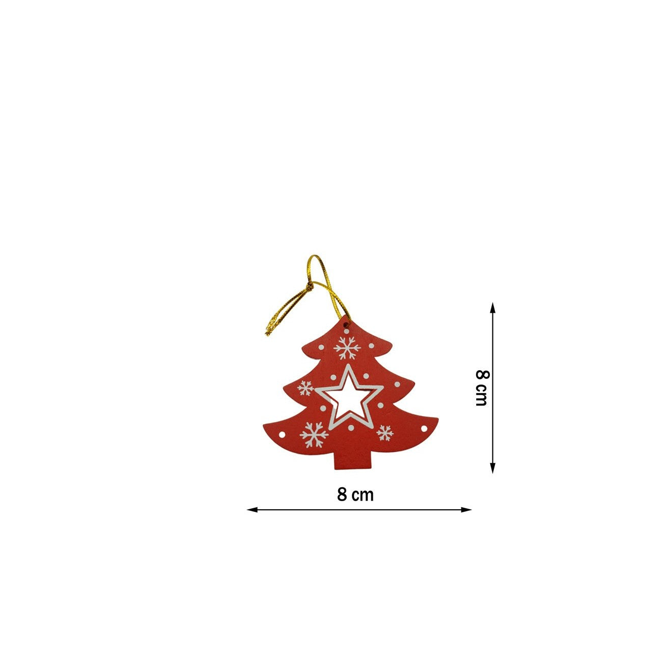 Ornament de brad pom de craciun, Flippy, rosu, lemn, 7.5 cm-3
