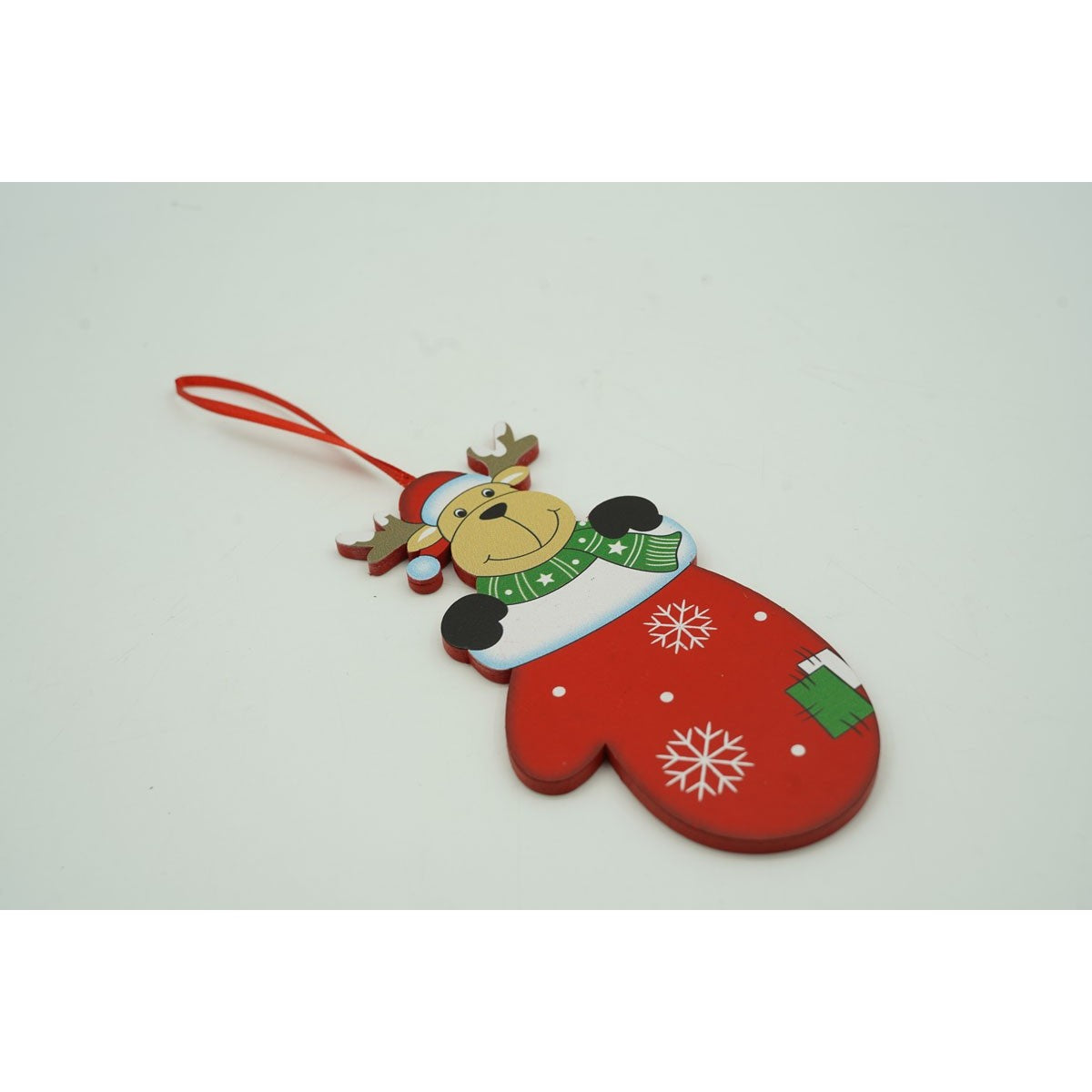Ornament de brad ren in manusa, Flippy, rosu, lemn, 14 cm-3