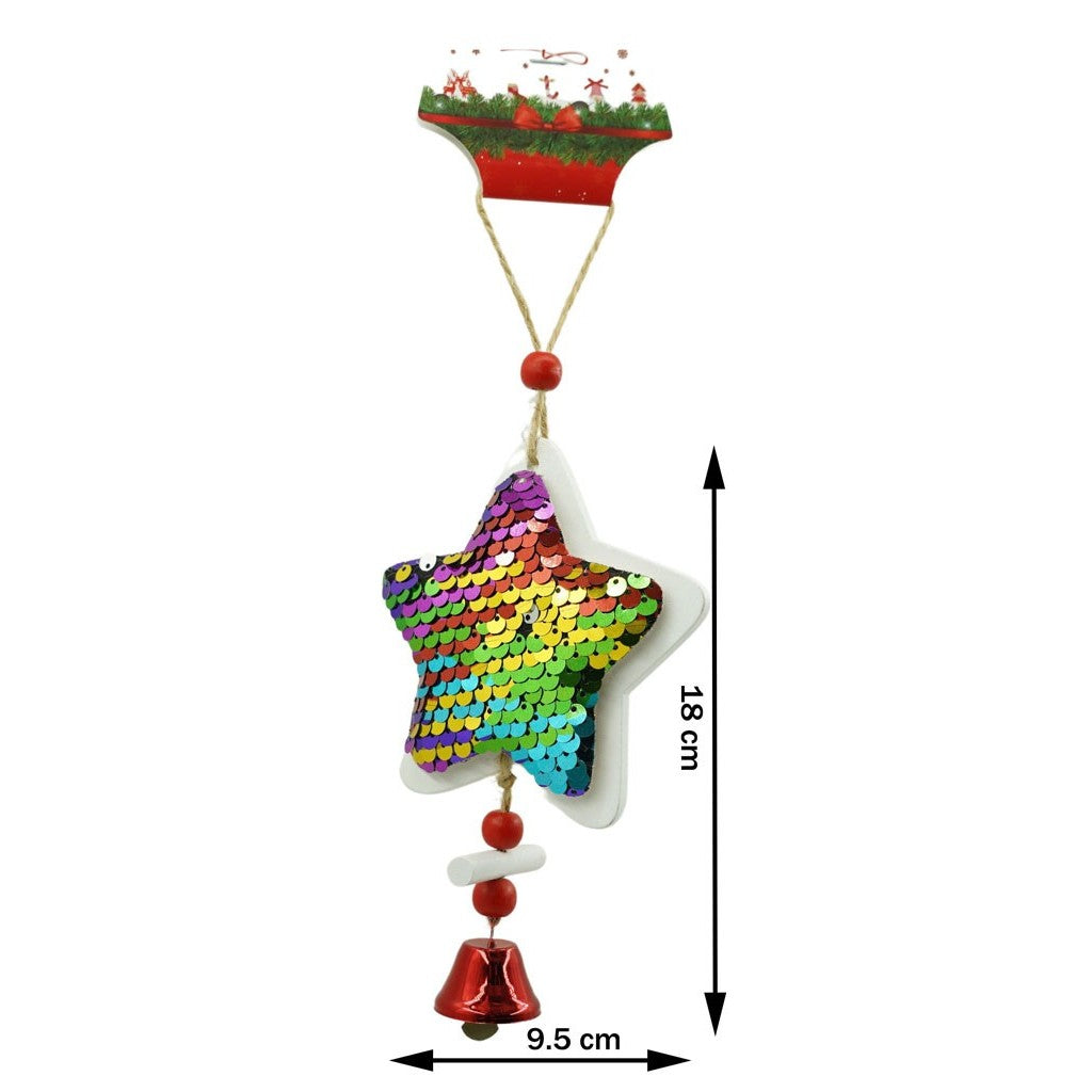Ornament de brad stea din paiete, Flippy, multicolor, lemn, 18 cm-2