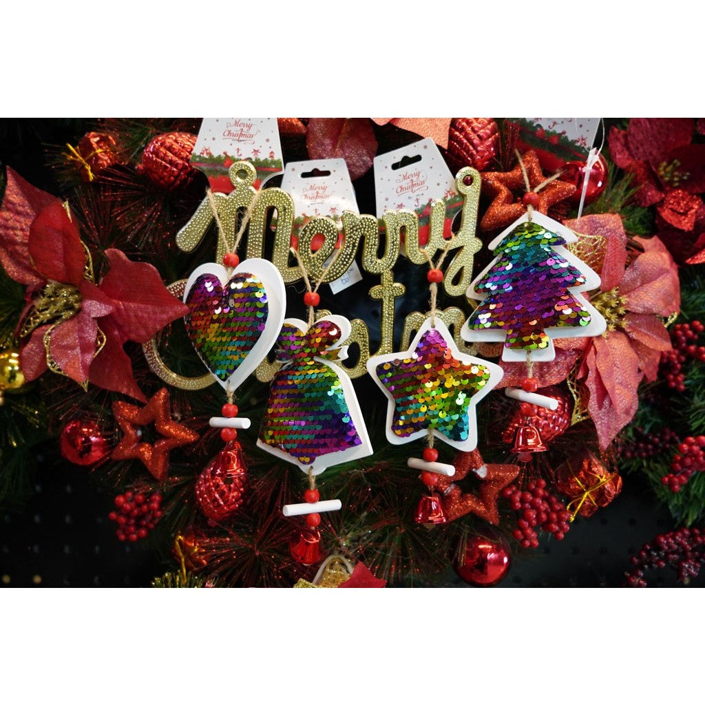 Ornament de brad stea din paiete, Flippy, multicolor, lemn, 18 cm-3