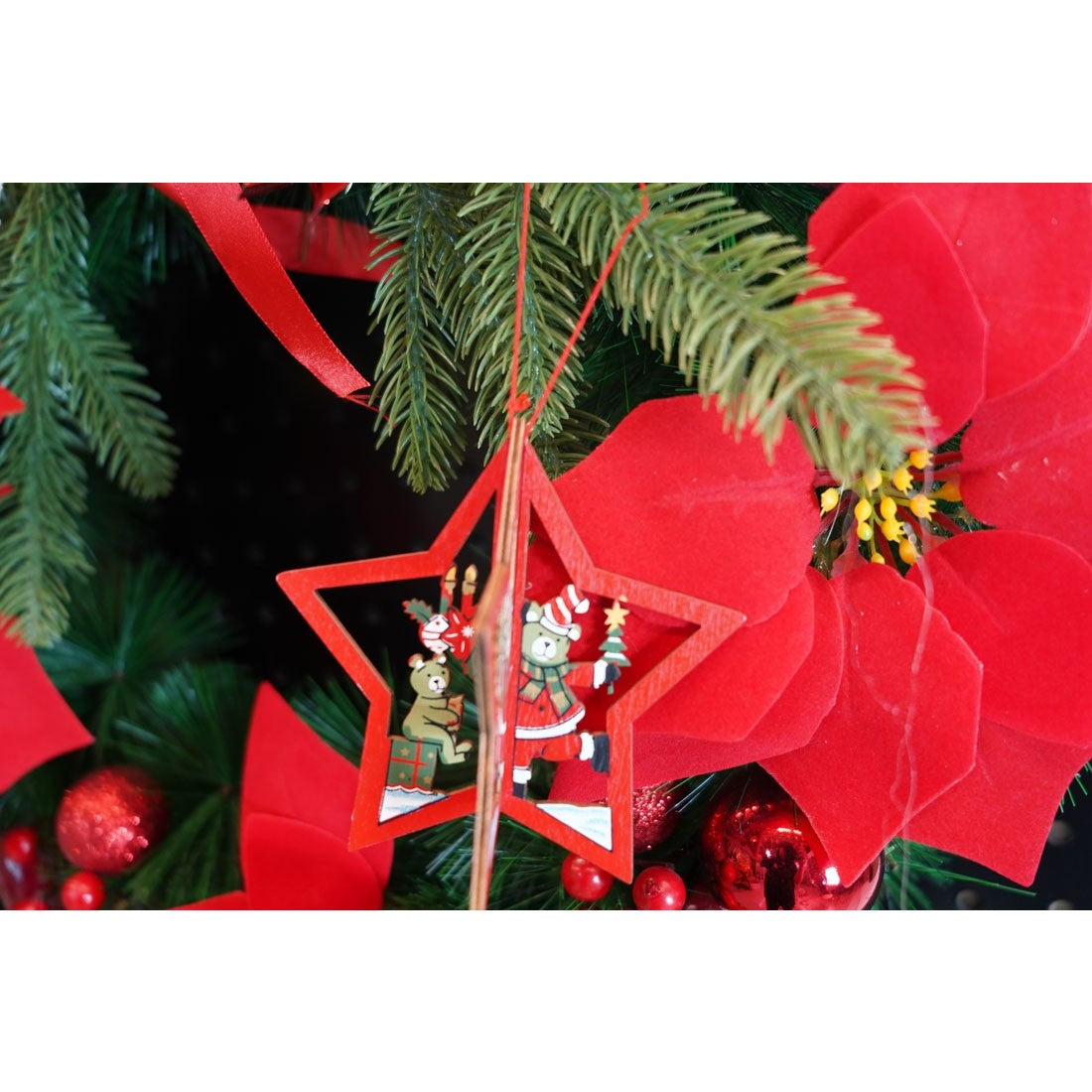 Ornament de brad stea, Flippy, multicolor, lemn, 10.5x9.5 cm-3