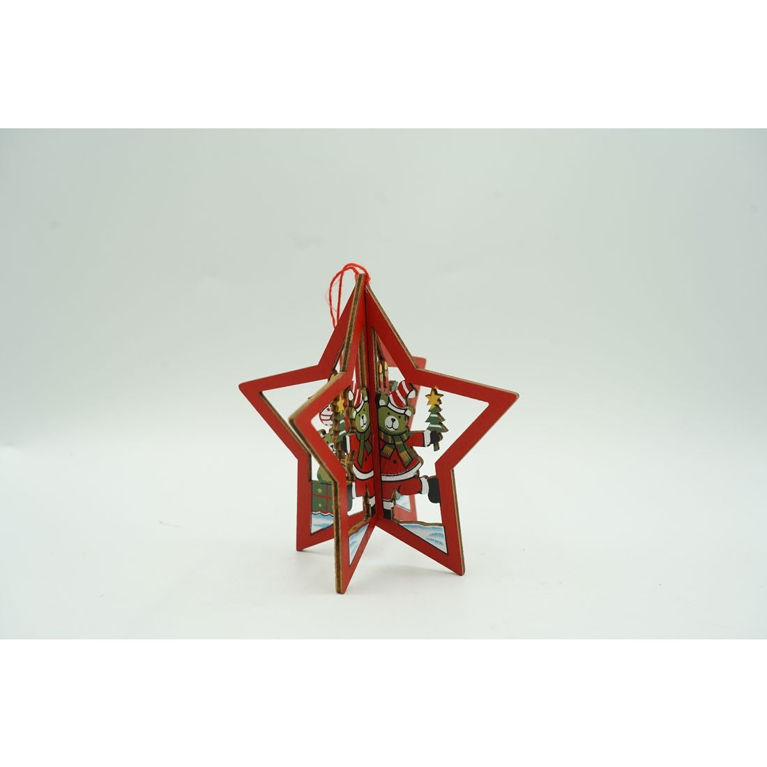 Ornament de brad stea, Flippy, multicolor, lemn, 10.5x9.5 cm-4