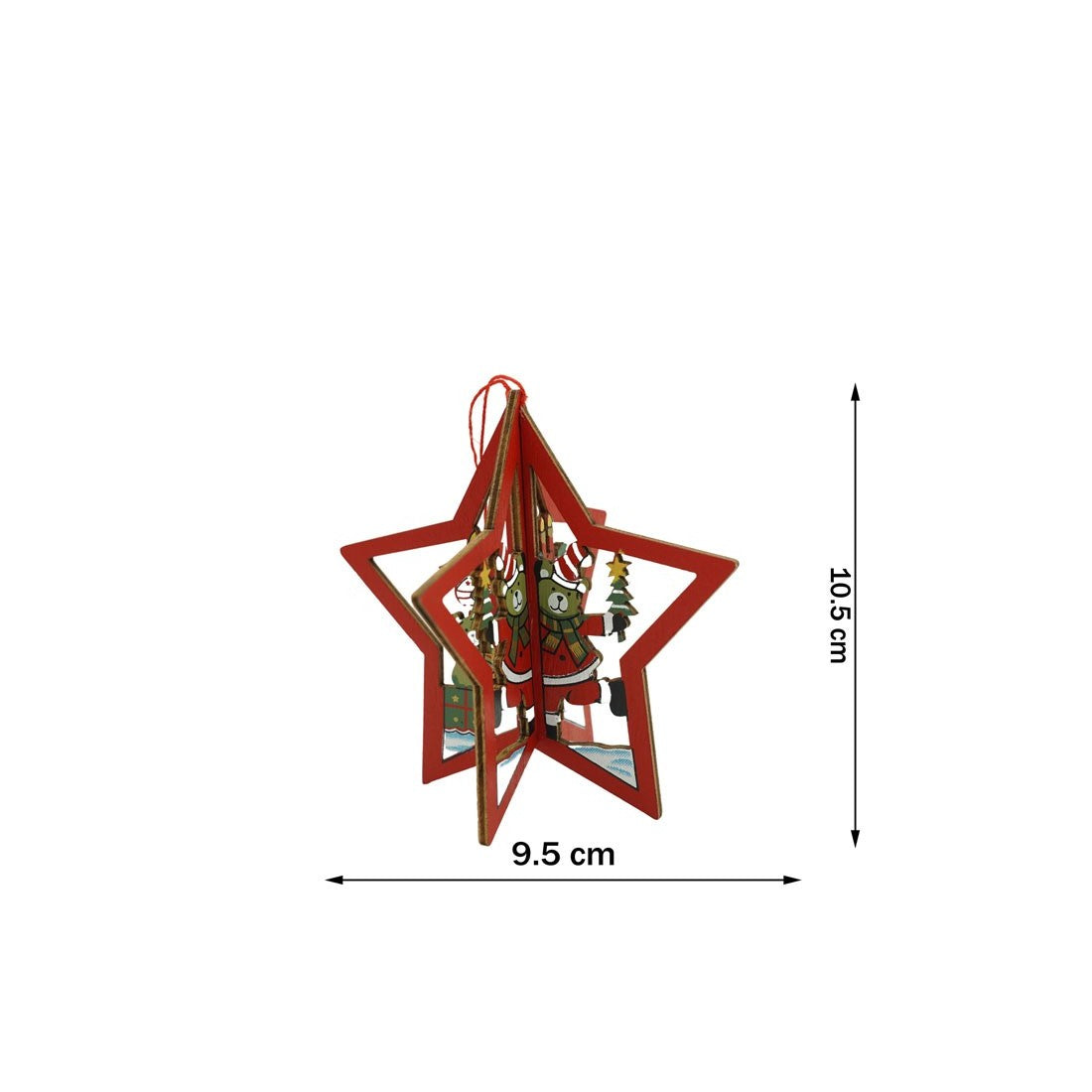 Ornament de brad stea, Flippy, multicolor, lemn, 10.5x9.5 cm-5