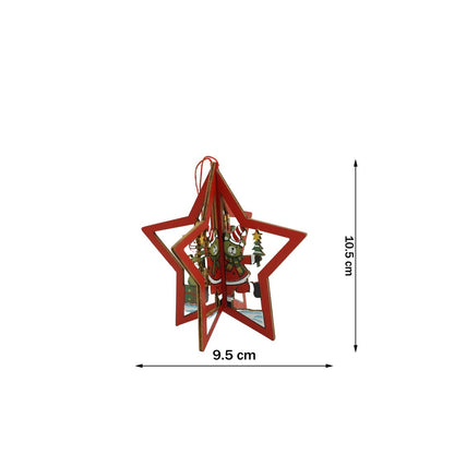 Ornament de brad stea, Flippy, multicolor, lemn, 10.5x9.5 cm-5