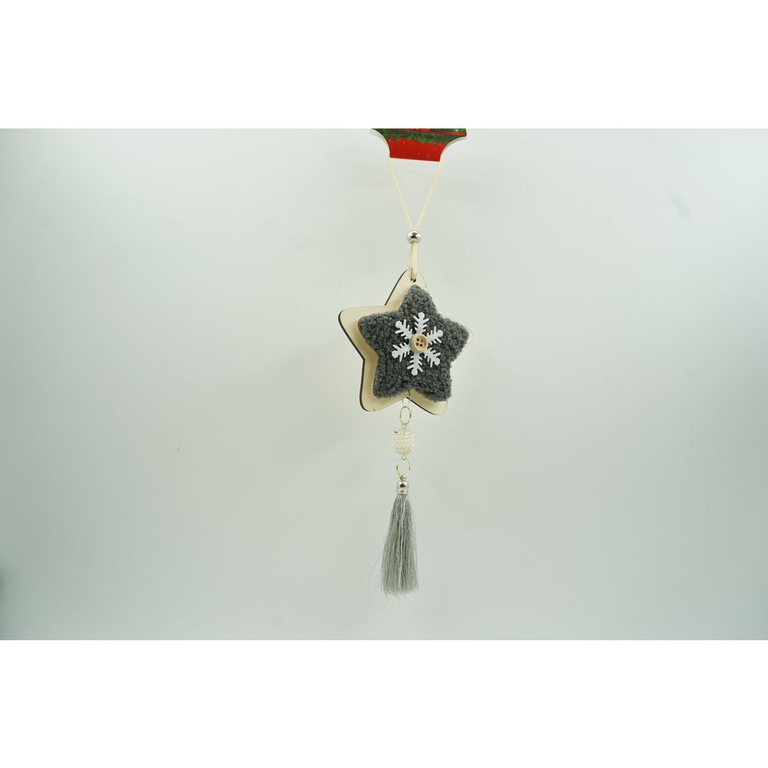 Ornament de brad stea, Flippy, negru, lemn/textil, 25 cm-2