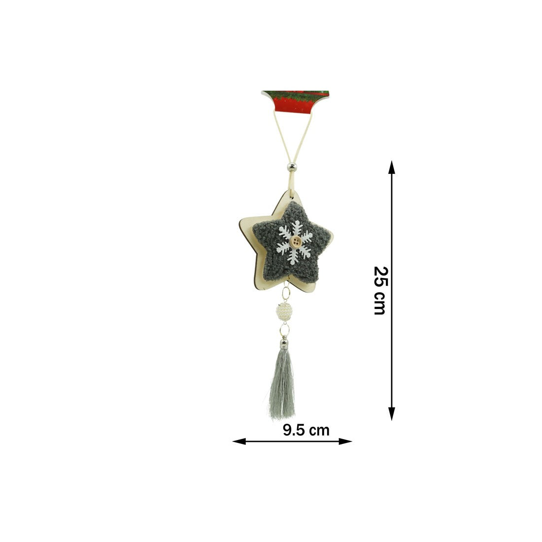 Ornament de brad stea, Flippy, negru, lemn/textil, 25 cm-3