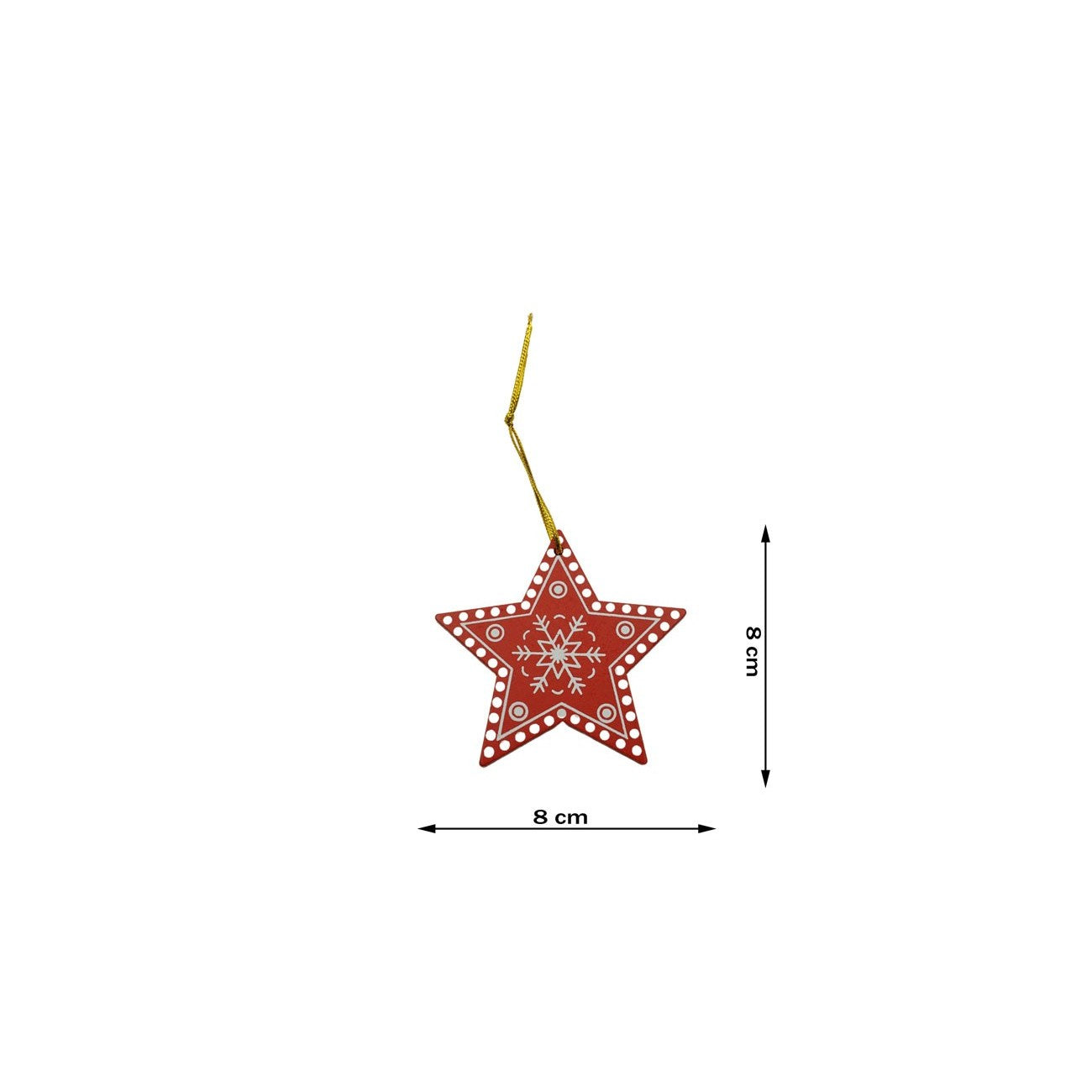 Ornament de brad stea, Flippy, rosu, lemn, 7.5 cm-3