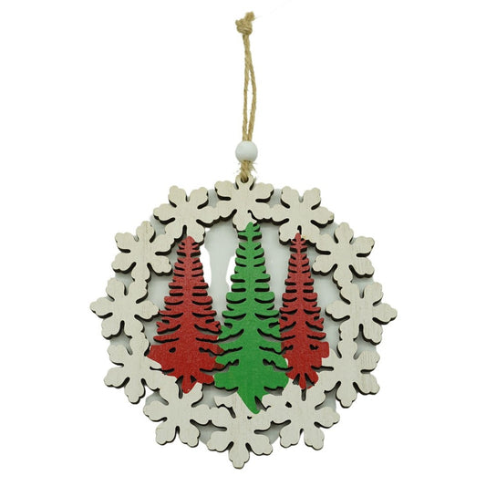Ornament de brad trei brazi, Flippy, multicolor, lemn, 12 cm-1