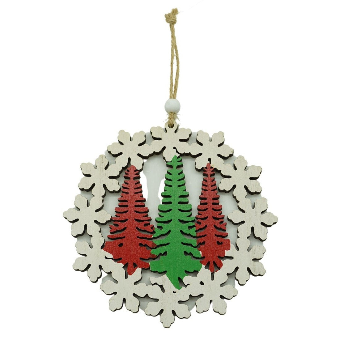 Ornament de brad trei brazi, Flippy, multicolor, lemn, 12 cm-0