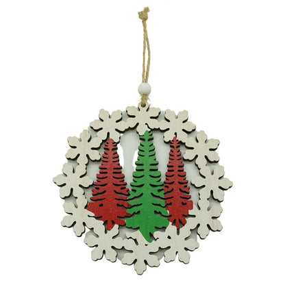 Ornament de brad trei brazi, Flippy, multicolor, lemn, 12 cm-0