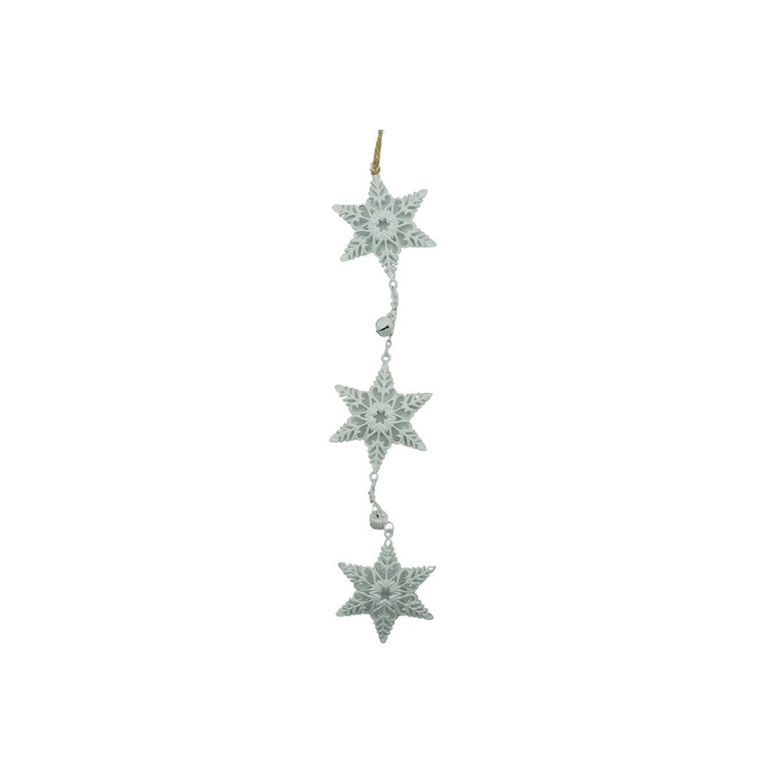 Ornament de brad trei fulgi de nea, Flippy, alb, metal, 30 cm-1