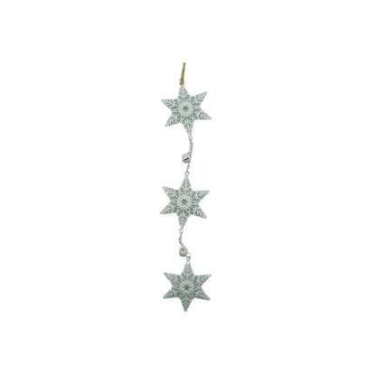 Ornament de brad trei fulgi de nea, Flippy, alb, metal, 30 cm-1