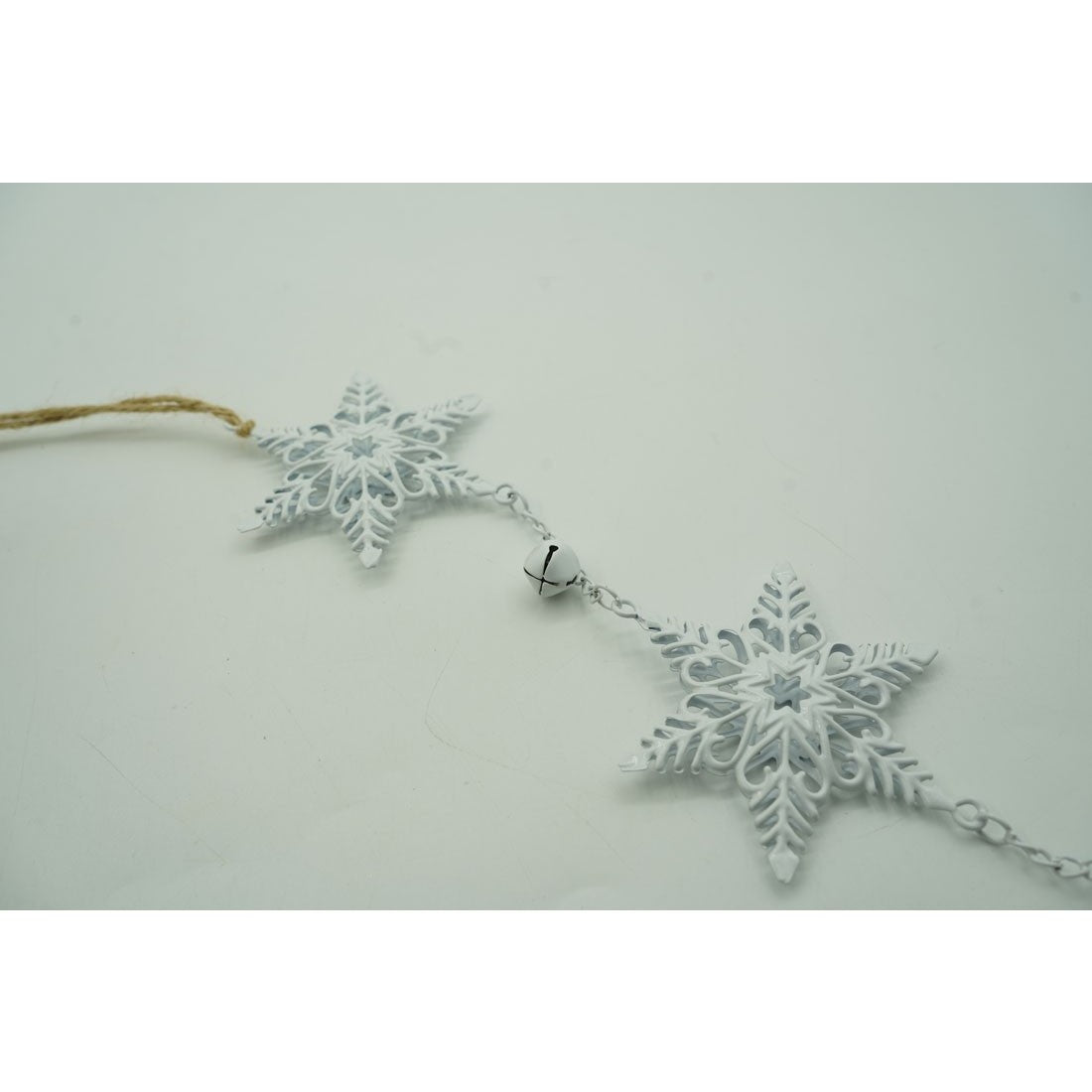 Ornament de brad trei fulgi de nea, Flippy, alb, metal, 30 cm-4