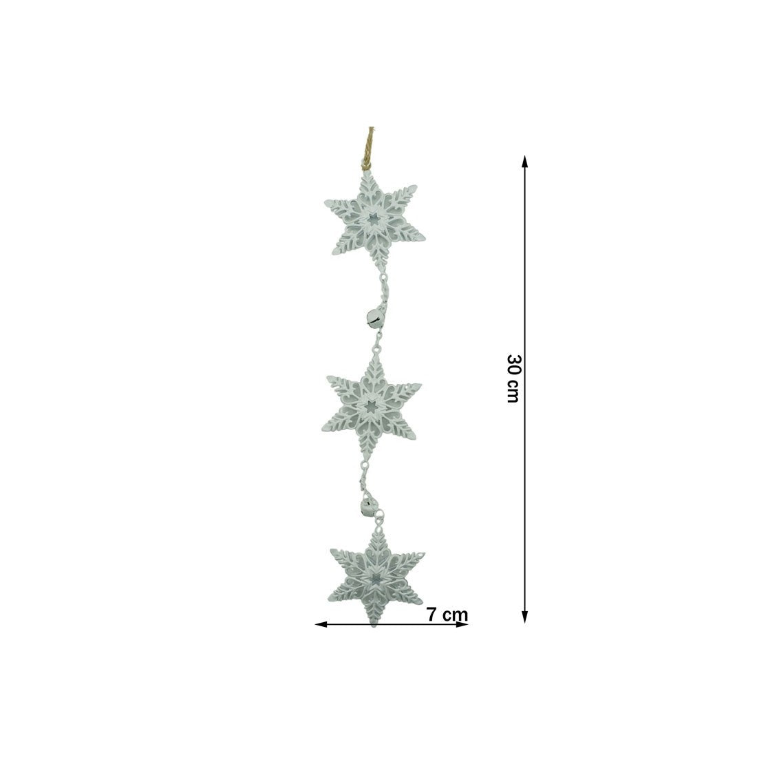 Ornament de brad trei fulgi de nea, Flippy, alb, metal, 30 cm-5