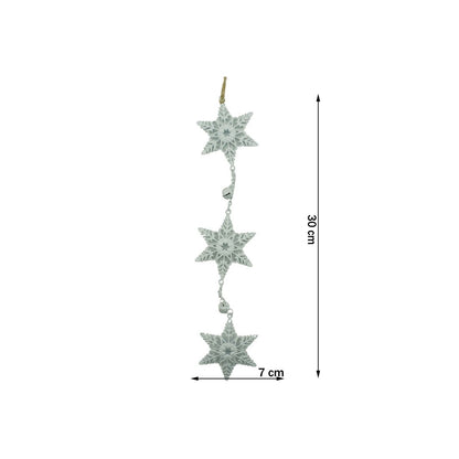 Ornament de brad trei fulgi de nea, Flippy, alb, metal, 30 cm-5