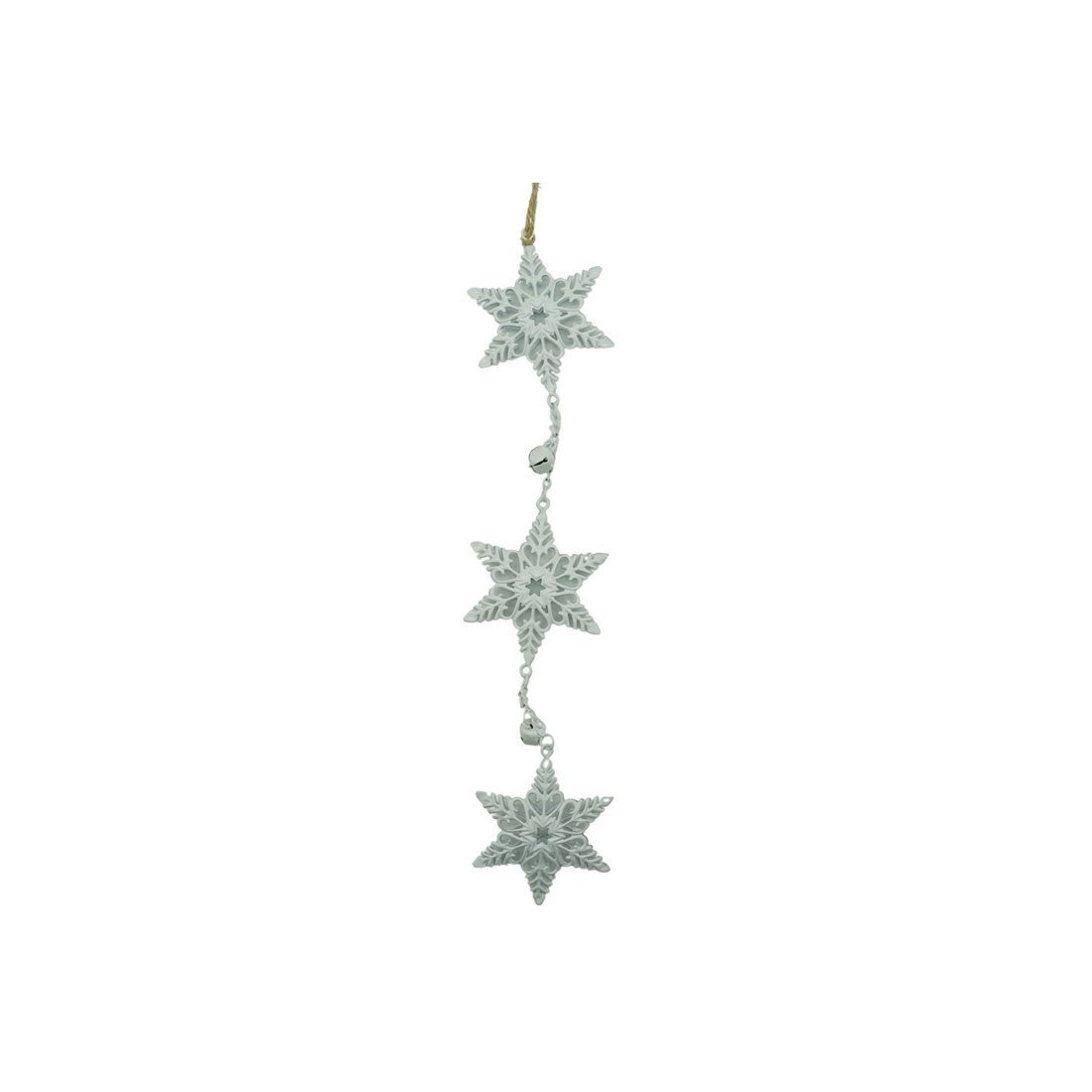 Ornament de brad trei fulgi de nea, Flippy, alb, metal, 30 cm-0
