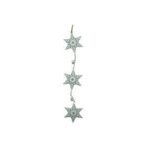 Ornament de brad trei fulgi de nea, Flippy, alb, metal, 30 cm-0
