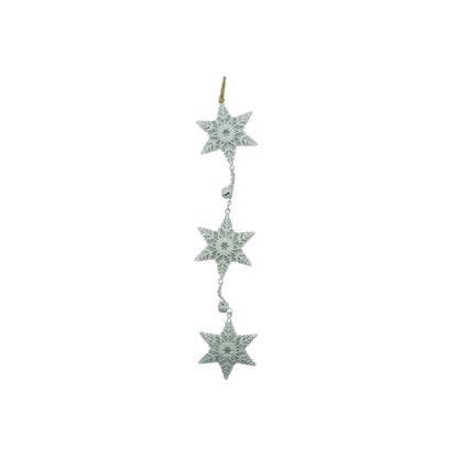 Ornament de brad trei fulgi de nea, Flippy, alb, metal, 30 cm-0
