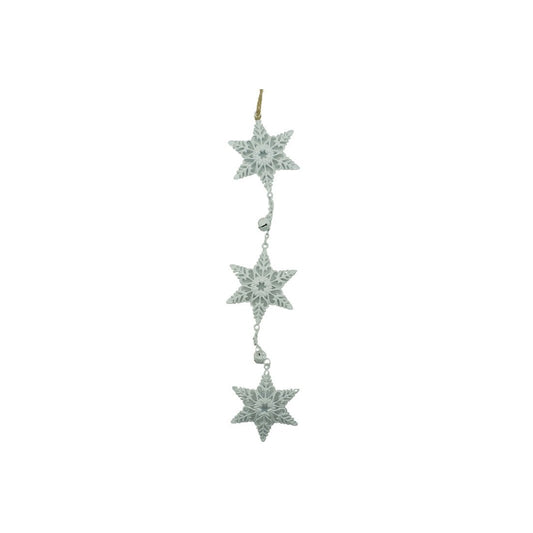 Ornament de brad trei fulgi de nea, Flippy, alb, metal, 30 cm-0