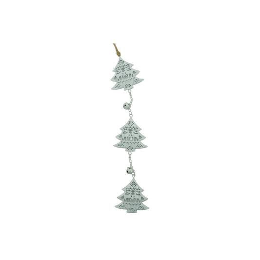 Ornament de brad trei pomi de craciun, Flippy, alb, metal, 30 cm-1
