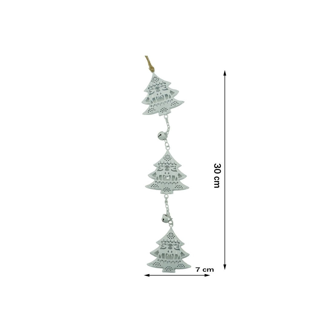 Ornament de brad trei pomi de craciun, Flippy, alb, metal, 30 cm-5