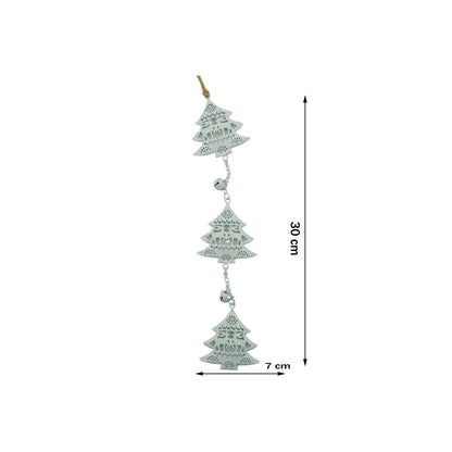 Ornament de brad trei pomi de craciun, Flippy, alb, metal, 30 cm-5
