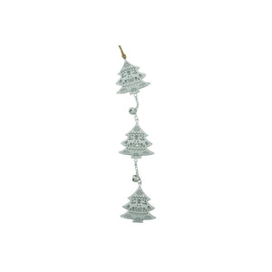 Ornament de brad trei pomi de craciun, Flippy, alb, metal, 30 cm-0