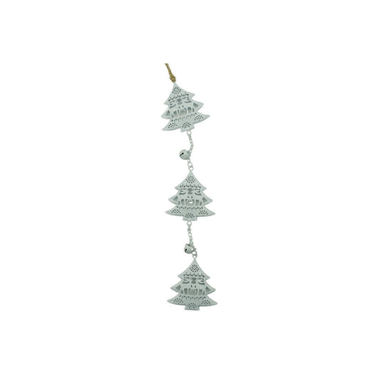 Ornament de brad trei pomi de craciun, Flippy, alb, metal, 30 cm-0