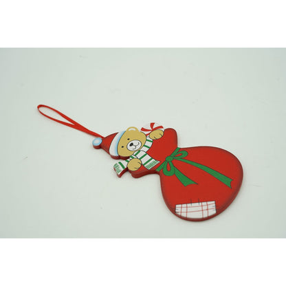Ornament de brad ursulet, Flippy, rosu, lemn, 14 cm-2
