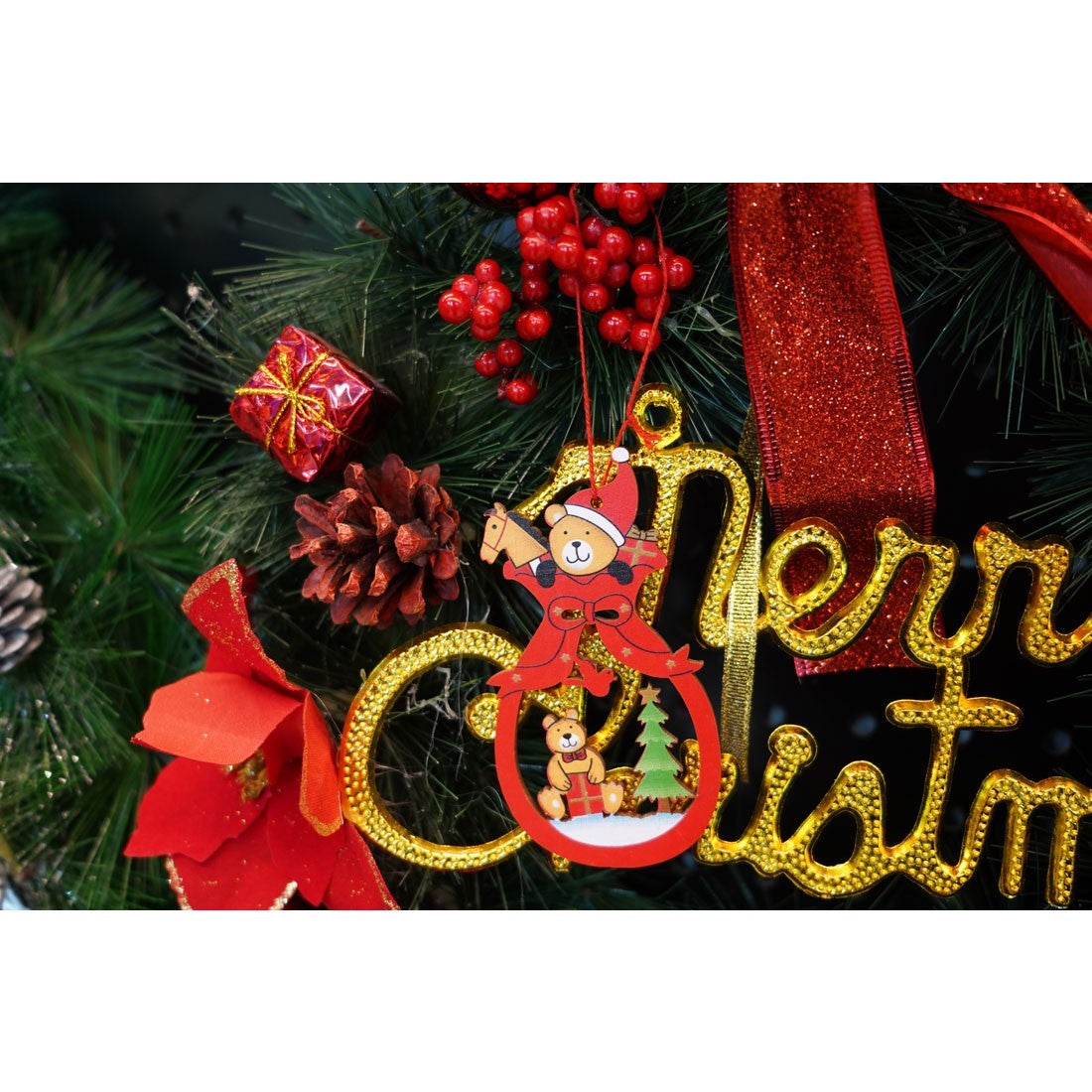 Ornament de brad ursuleti, Flippy, multicolor, lemn, 10 cm-3