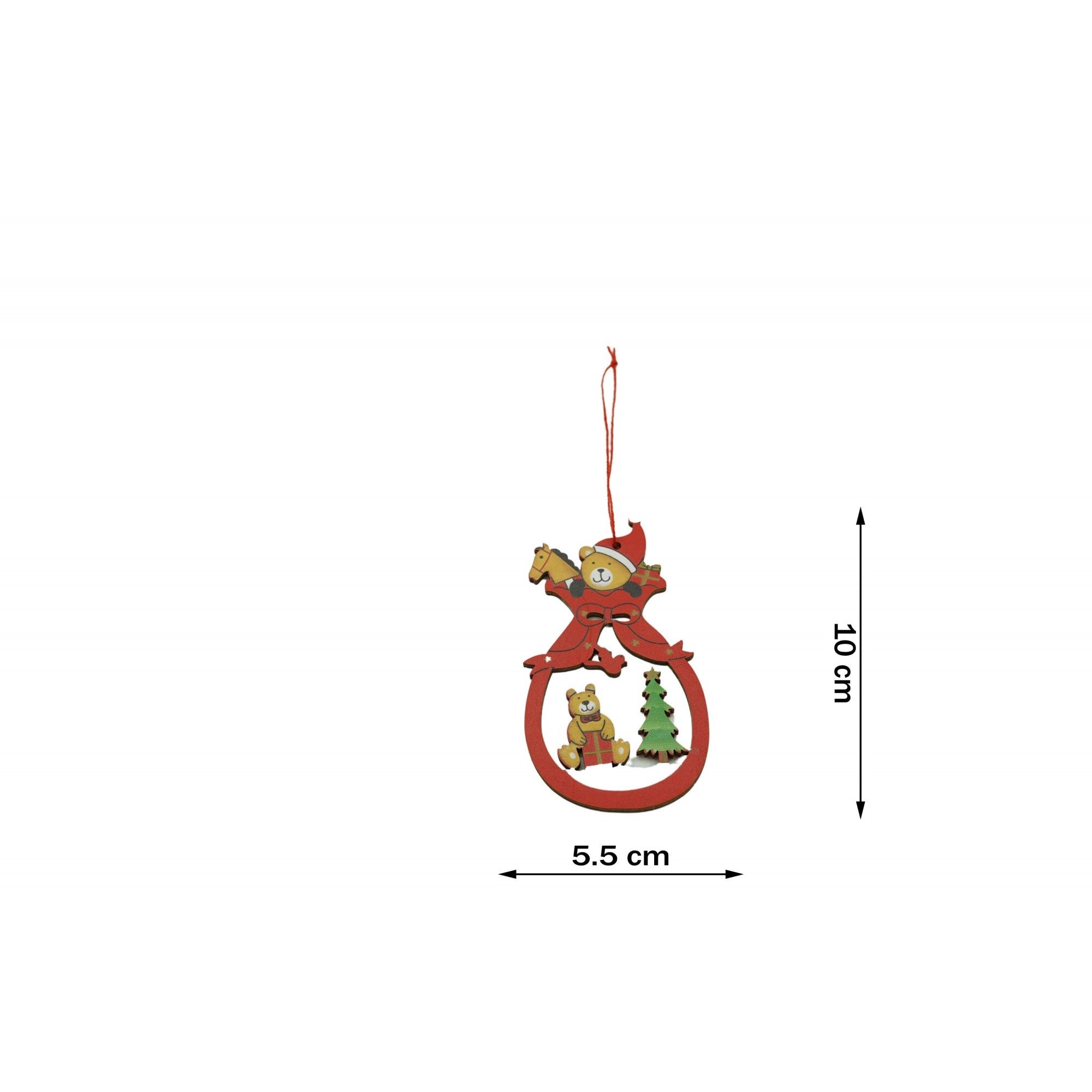 Ornament de brad ursuleti, Flippy, multicolor, lemn, 10 cm-5